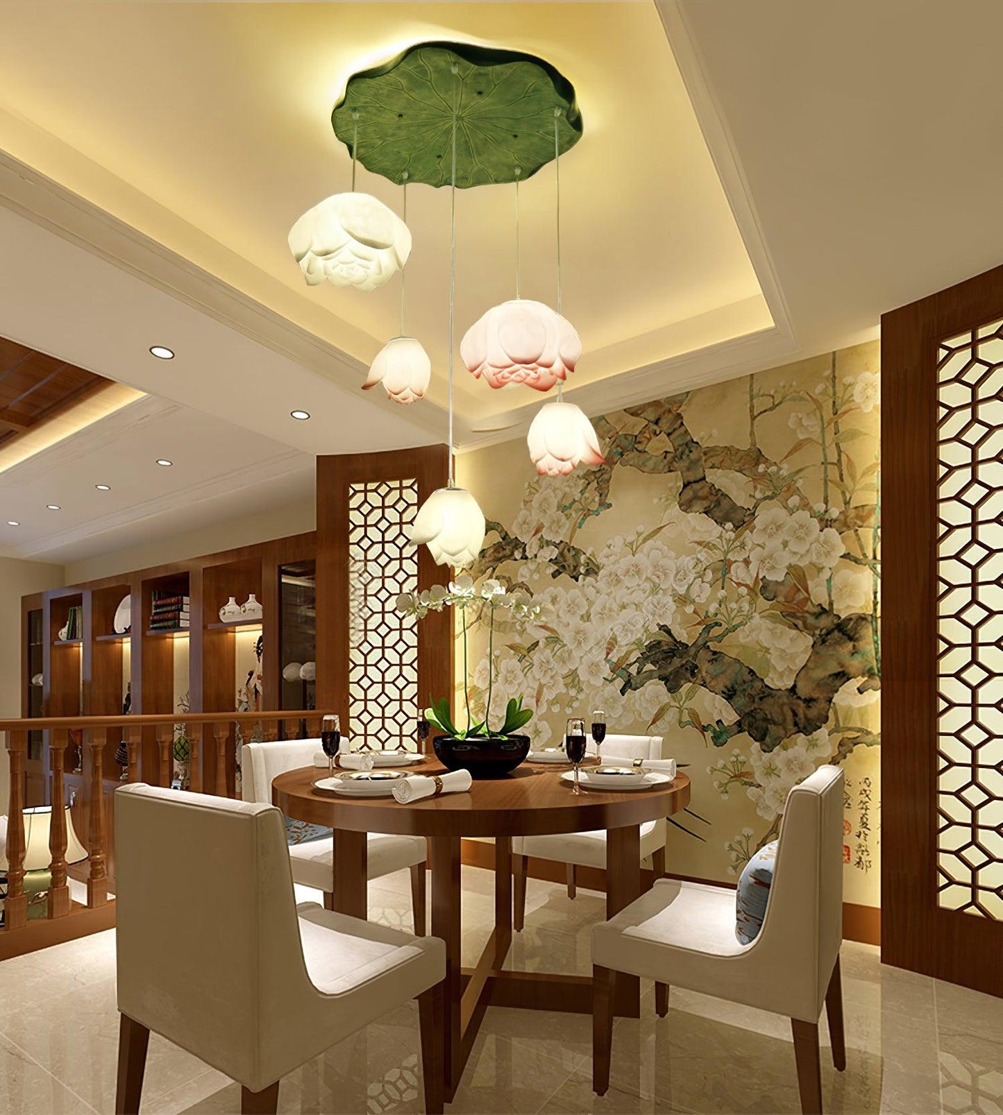 Elegant Lotus Chandelier - Adjustable Brightness & Energy Efficient De