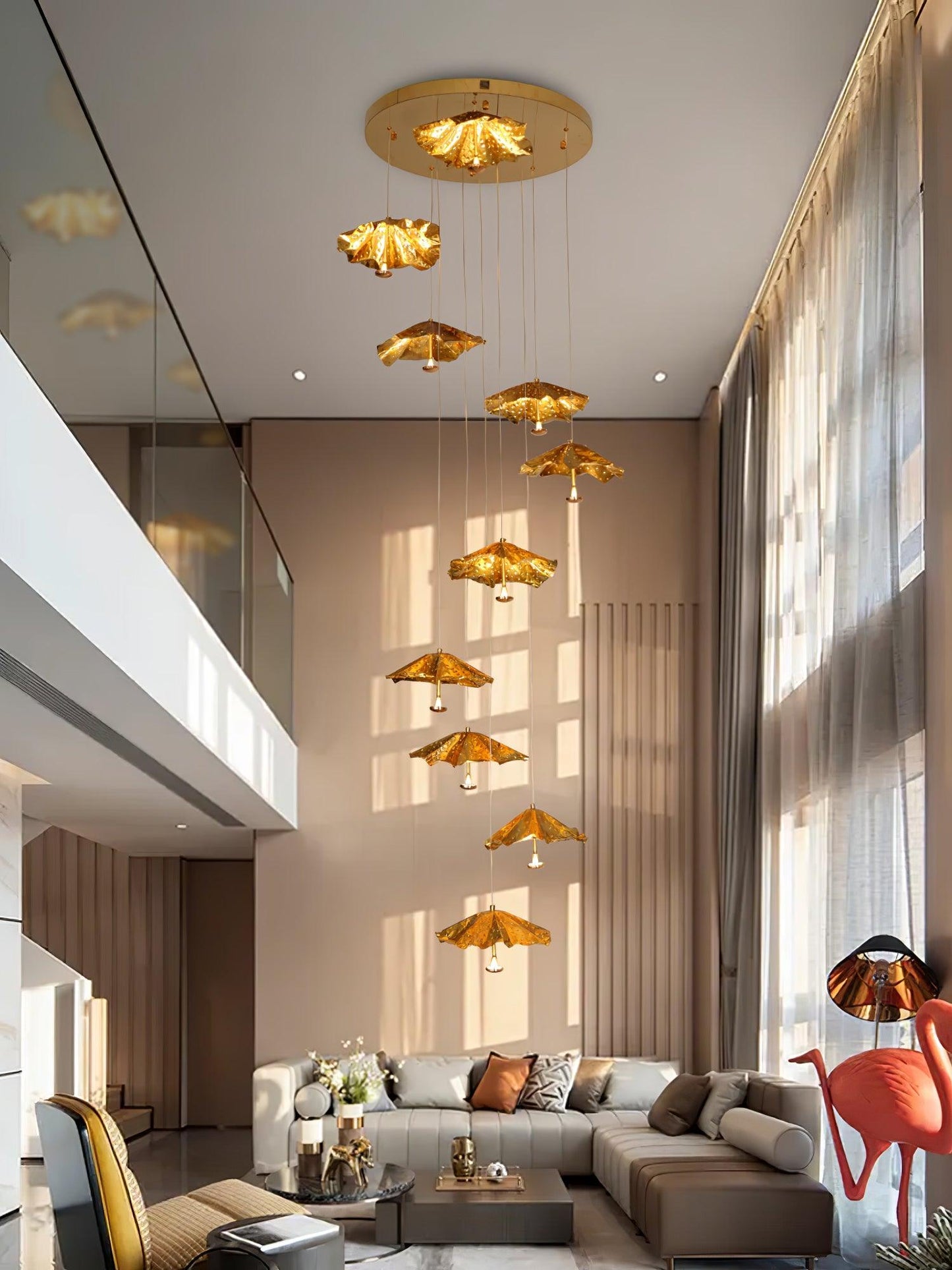 Elegant Livra Leaf Chandelier - Adjustable Height, LED Compatible