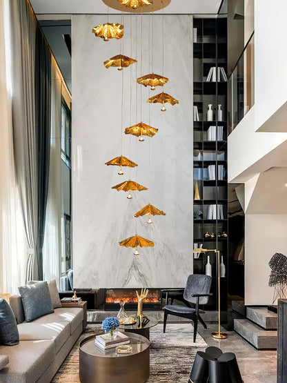 Elegant Livra Leaf Chandelier - Adjustable Height, LED Compatible