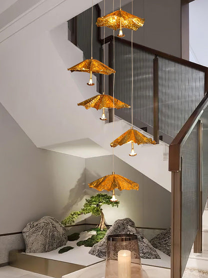 Elegant Livra Leaf Chandelier - Adjustable Height, LED Compatible