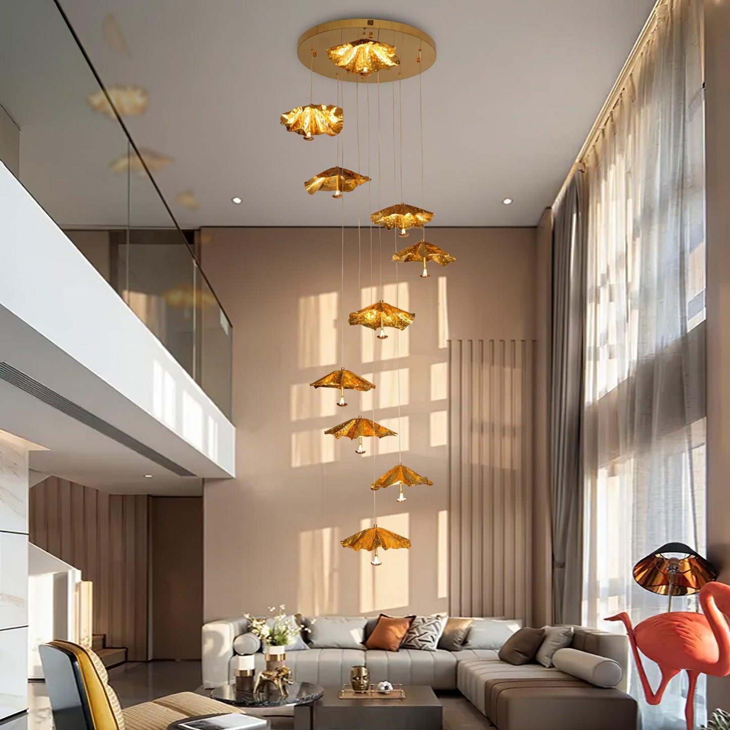 Elegant Livra Leaf Chandelier - Adjustable Height, LED Compatible