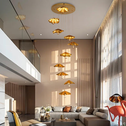 Elegant Livra Leaf Chandelier - Adjustable Height, LED Compatible