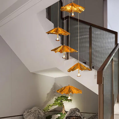 Elegant Livra Leaf Chandelier - Adjustable Height, LED Compatible