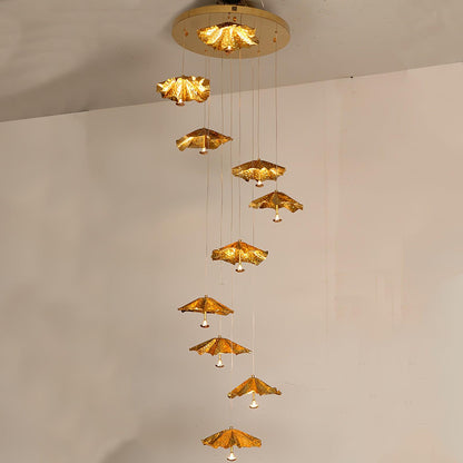 Elegant Livra Leaf Chandelier - Adjustable Height, LED Compatible