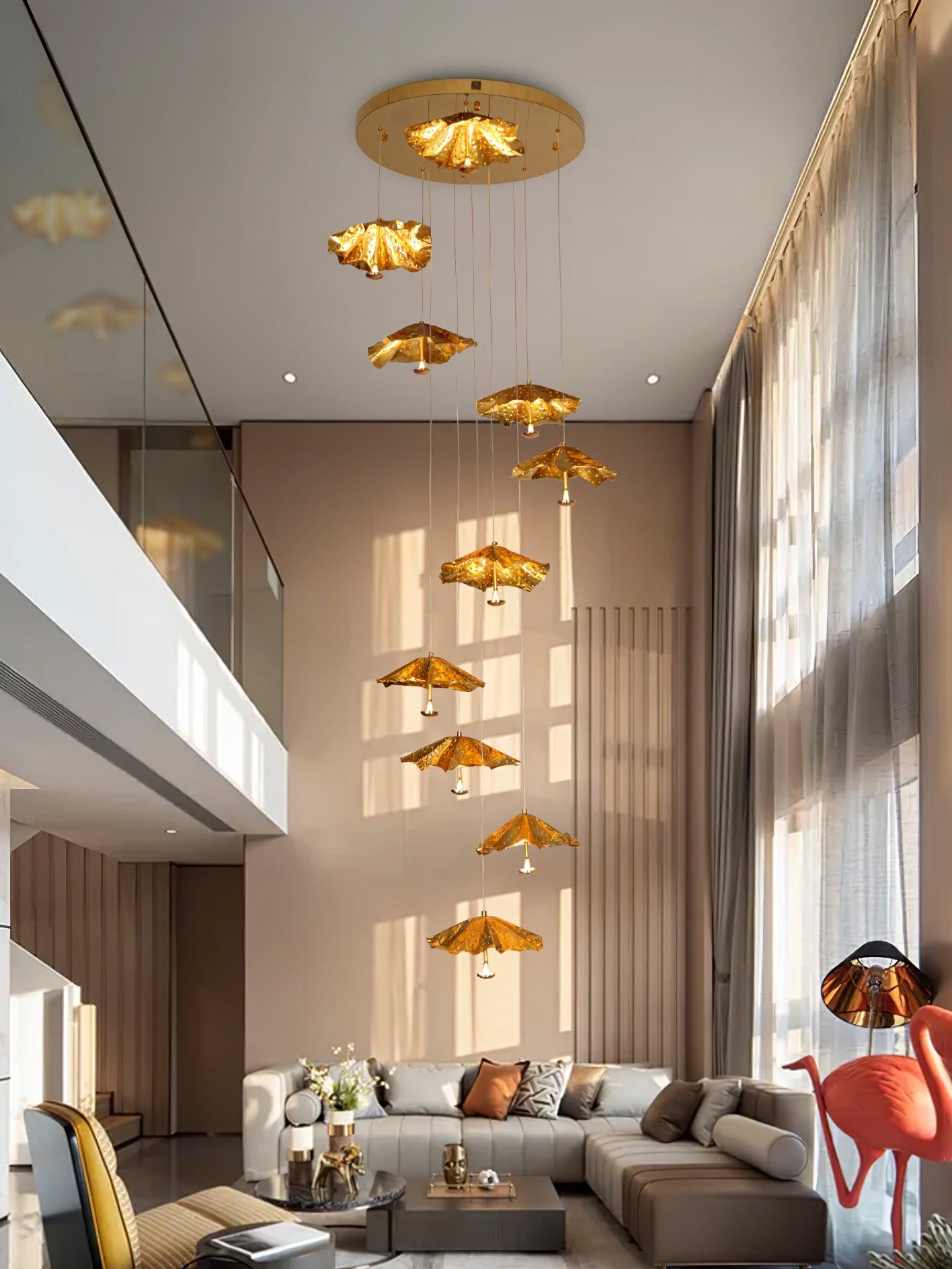Elegant Livra Leaf Chandelier - Adjustable Height, LED Compatible