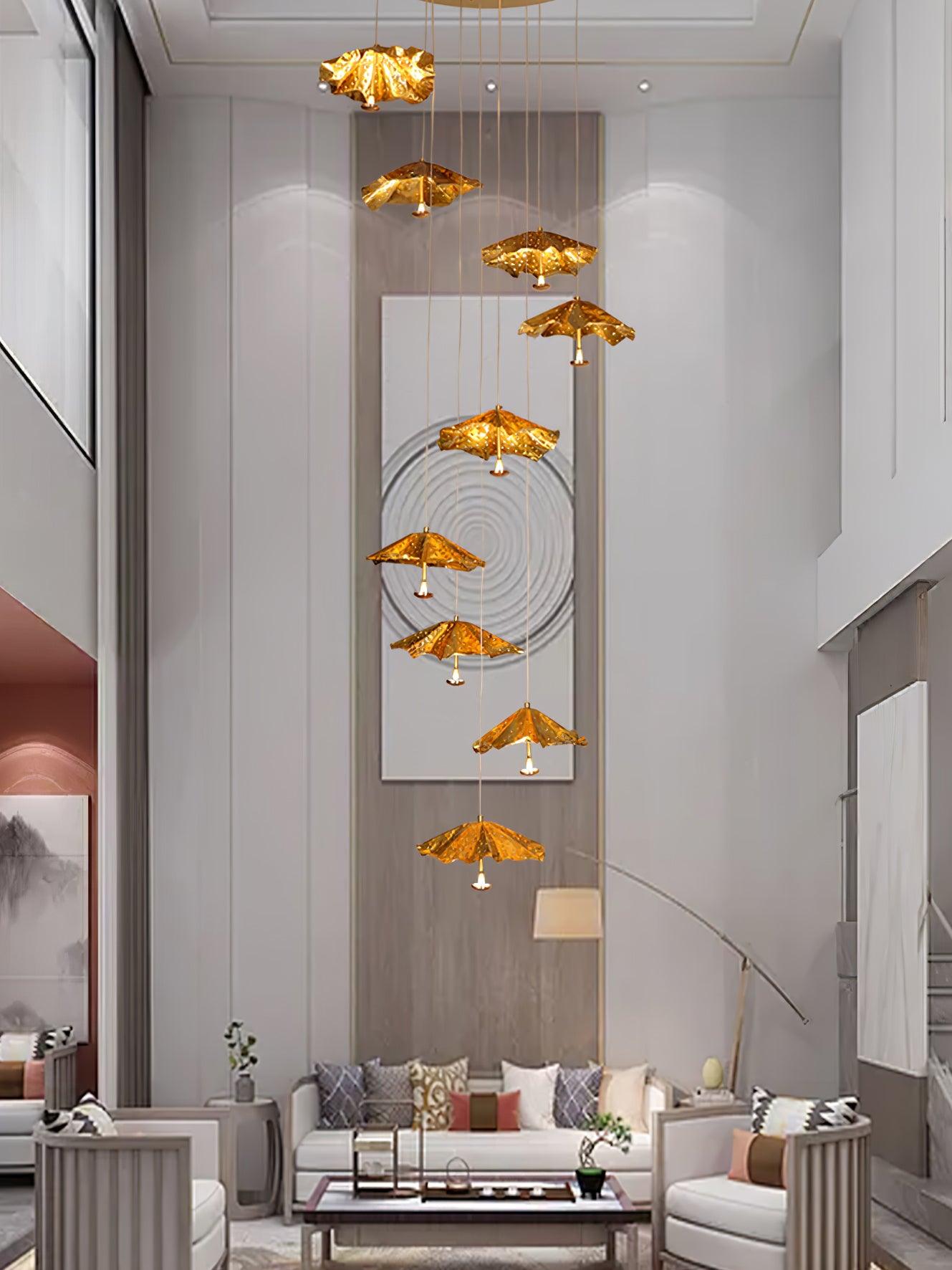 Elegant Livra Leaf Chandelier - Adjustable Height, LED Compatible
