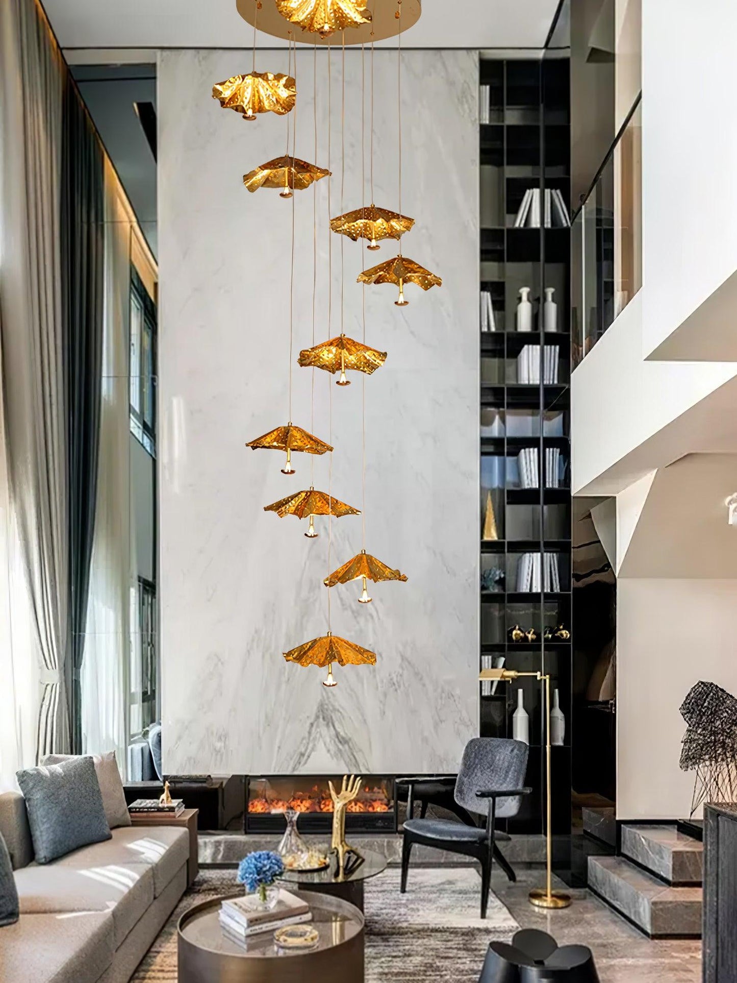 Elegant Livra Leaf Chandelier - Adjustable Height, LED Compatible