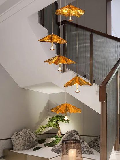 Elegant Livra Leaf Chandelier - Adjustable Height, LED Compatible