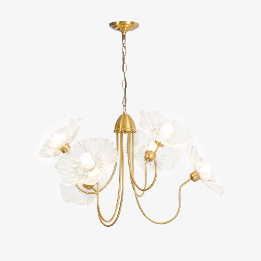 Lotus Leaf Glass Chandelier - Elegant Design with Adjustable Height
