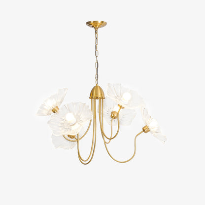 Lotus Leaf Glass Chandelier - Elegant Design with Adjustable Height
