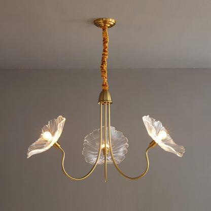 Lotus Leaf Glass Chandelier - Elegant Design with Adjustable Height