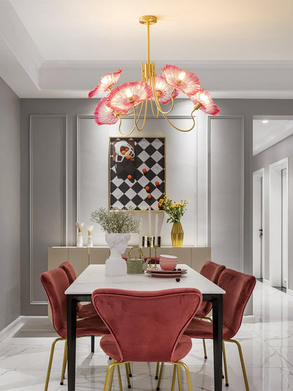 Lotus Leaf Glass Chandelier - Elegant Design with Adjustable Height