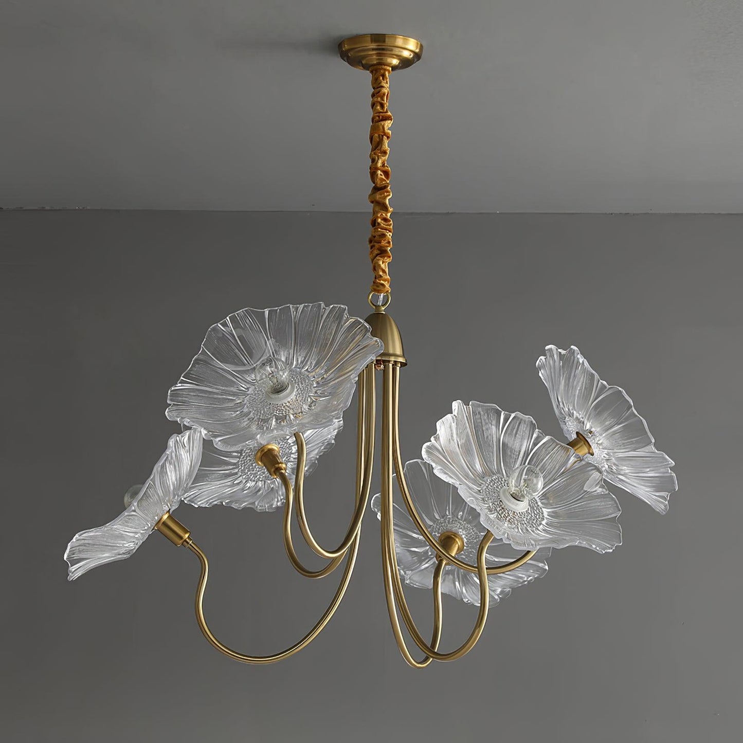Lotus Leaf Glass Chandelier - Elegant Design with Adjustable Height