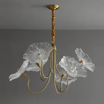Lotus Leaf Glass Chandelier - Elegant Design with Adjustable Height