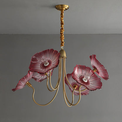 Lotus Leaf Glass Chandelier - Elegant Design with Adjustable Height