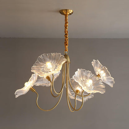 Lotus Leaf Glass Chandelier - Elegant Design with Adjustable Height