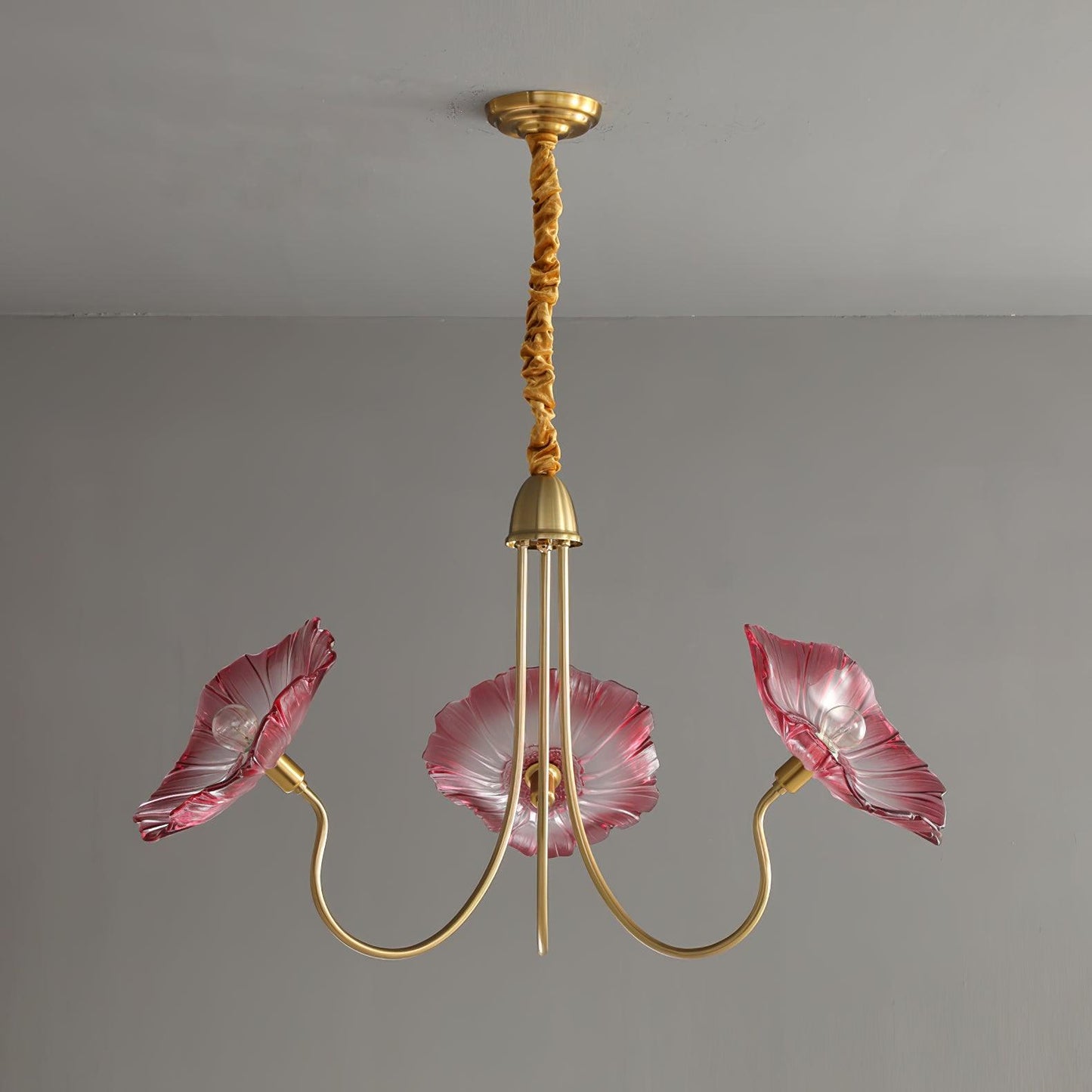 Lotus Leaf Glass Chandelier - Elegant Design with Adjustable Height