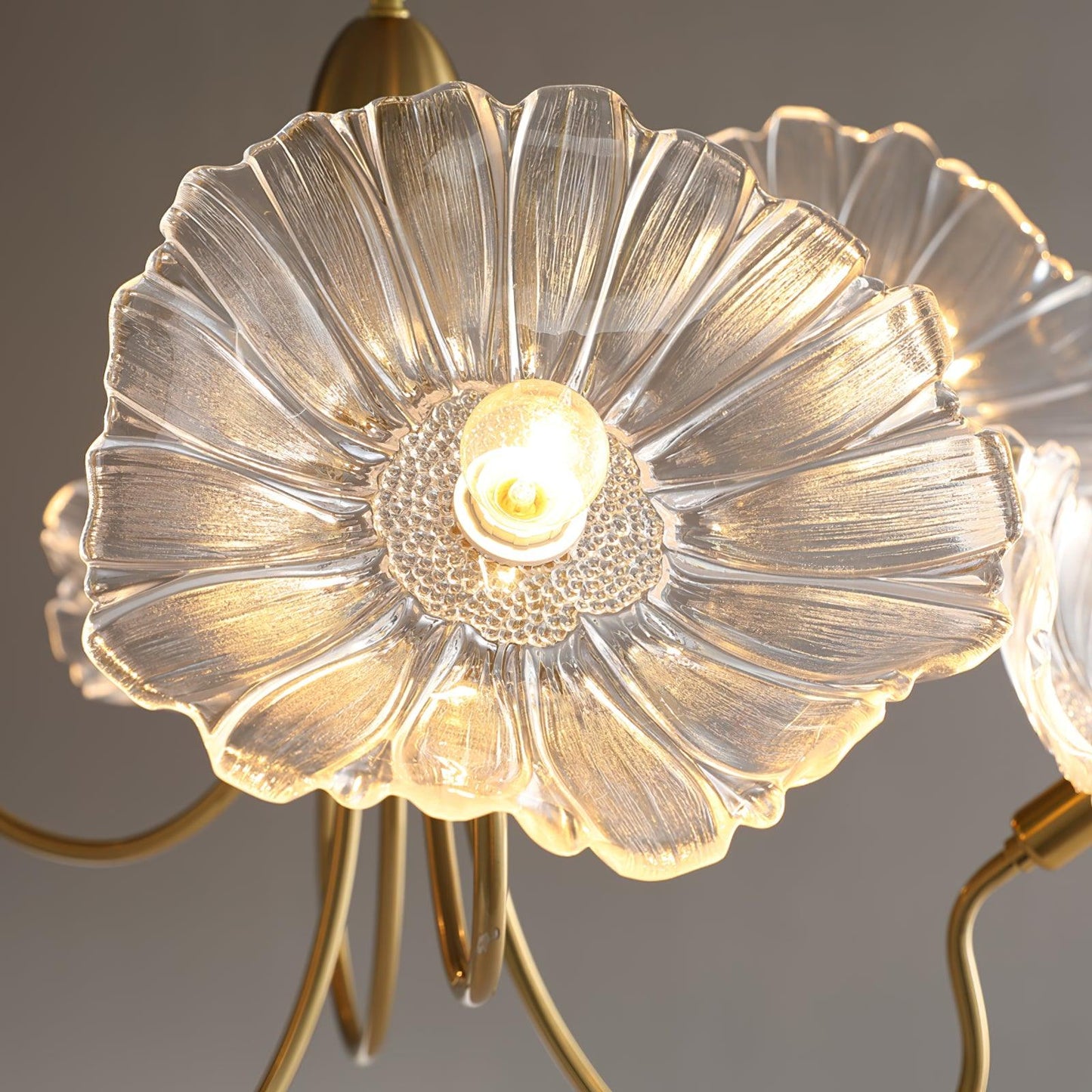 Lotus Leaf Glass Chandelier - Elegant Design with Adjustable Height
