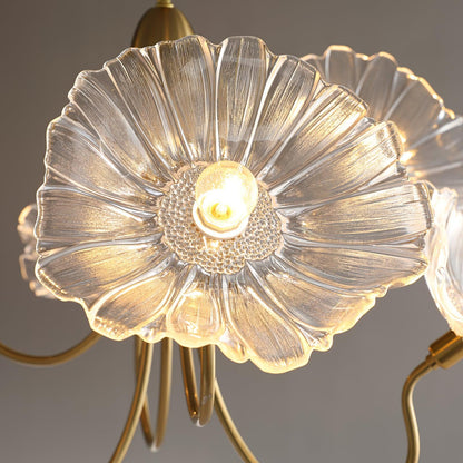 Lotus Leaf Glass Chandelier - Elegant Design with Adjustable Height