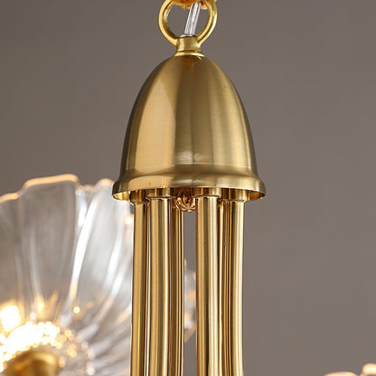 Lotus Leaf Glass Chandelier - Elegant Design with Adjustable Height