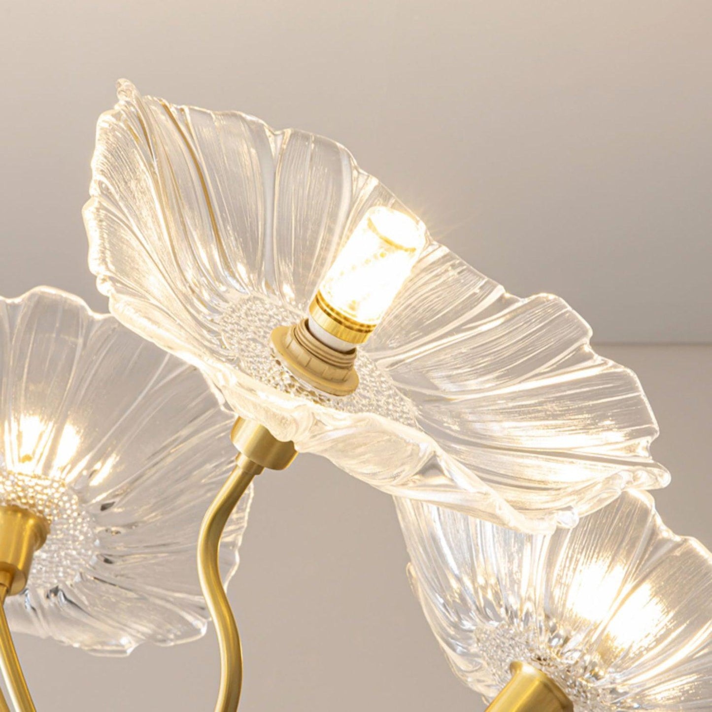 Lotus Leaf Glass Chandelier - Elegant Design with Adjustable Height