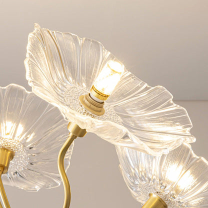 Lotus Leaf Glass Chandelier - Elegant Design with Adjustable Height