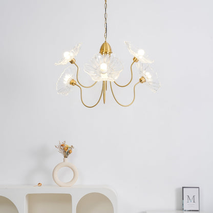Lotus Leaf Glass Chandelier - Elegant Design with Adjustable Height