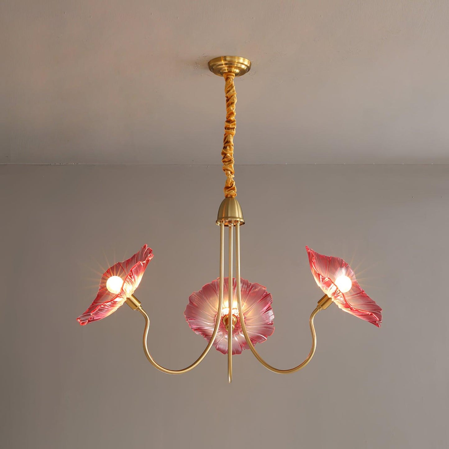 Lotus Leaf Glass Chandelier - Elegant Design with Adjustable Height
