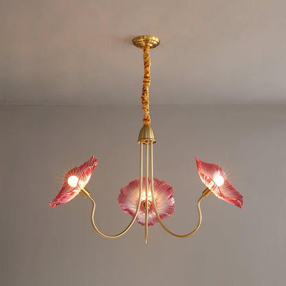 Lotus Leaf Glass Chandelier - Elegant Design with Adjustable Height