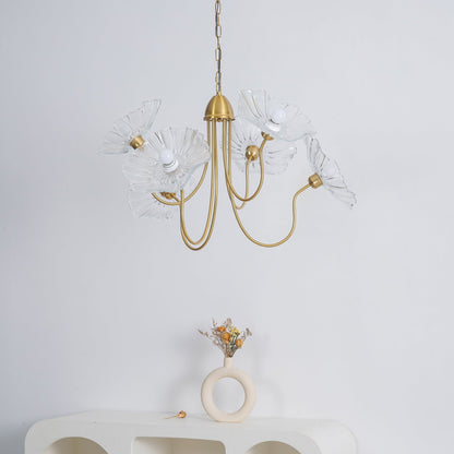 Lotus Leaf Glass Chandelier - Elegant Design with Adjustable Height