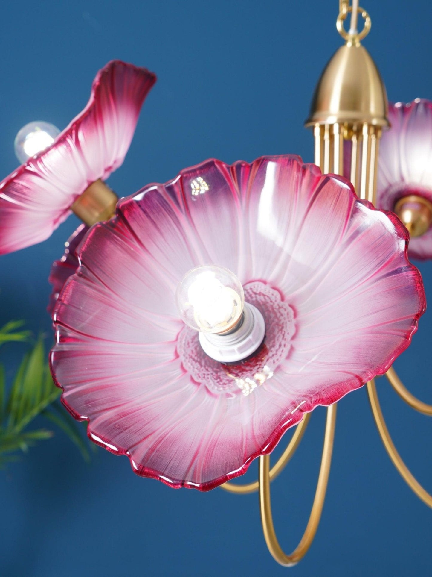 Lotus Leaf Glass Chandelier - Elegant Design with Adjustable Height
