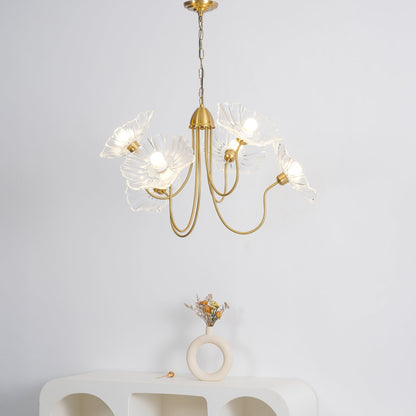 Lotus Leaf Glass Chandelier - Elegant Design with Adjustable Height