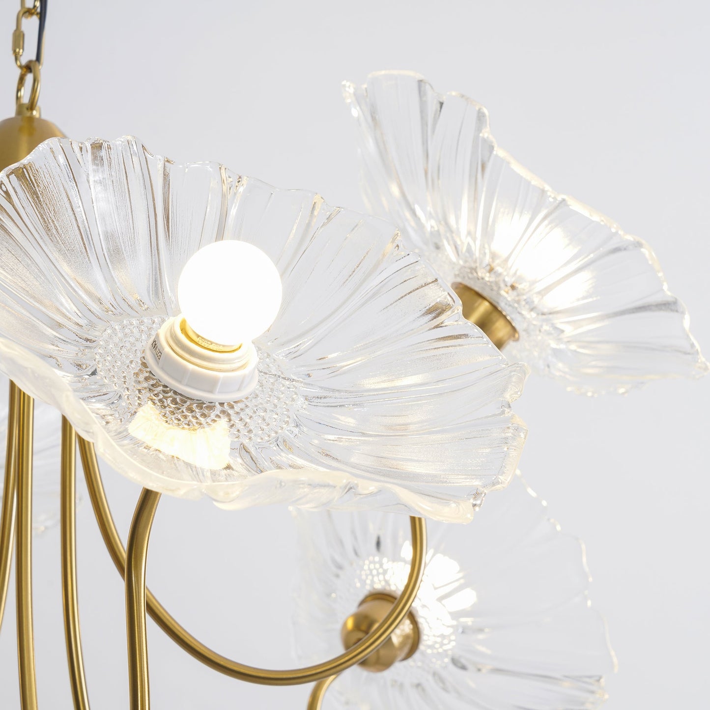 Lotus Leaf Glass Chandelier - Elegant Design with Adjustable Height
