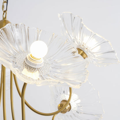 Lotus Leaf Glass Chandelier - Elegant Design with Adjustable Height