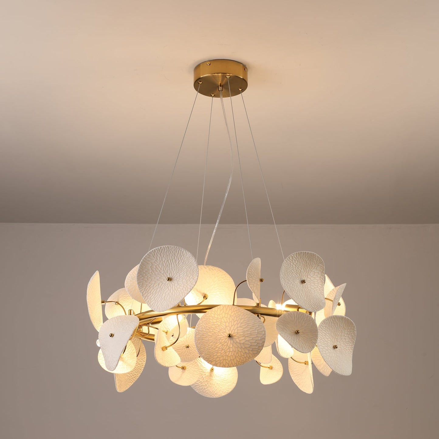 Lotus Petal Chandelier - Elegant Design with Adjustable Lighting & Cry