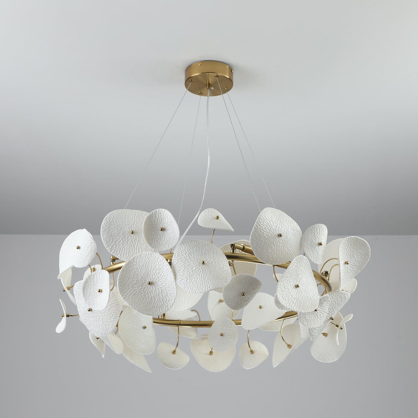 Lotus Petal Chandelier - Elegant Design with Adjustable Lighting & Cry