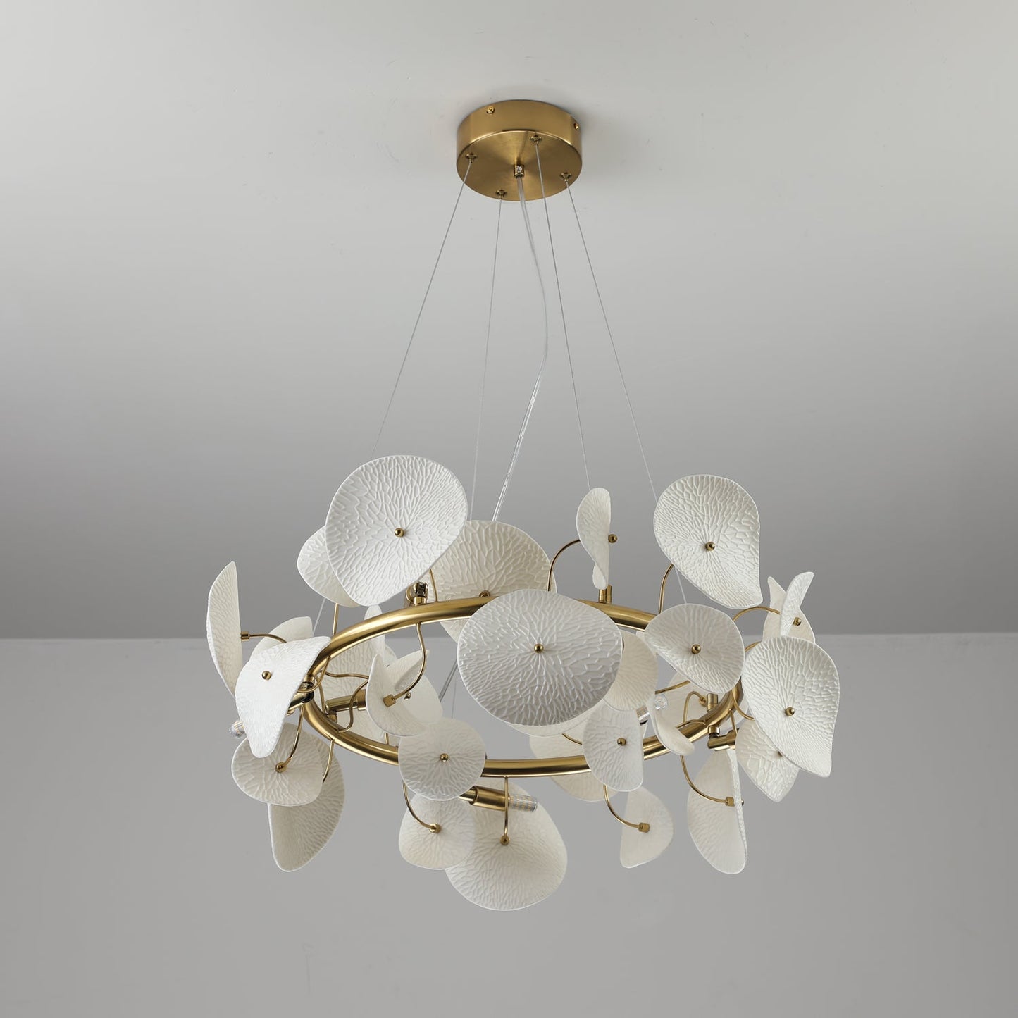 Lotus Petal Chandelier - Elegant Design with Adjustable Lighting & Cry