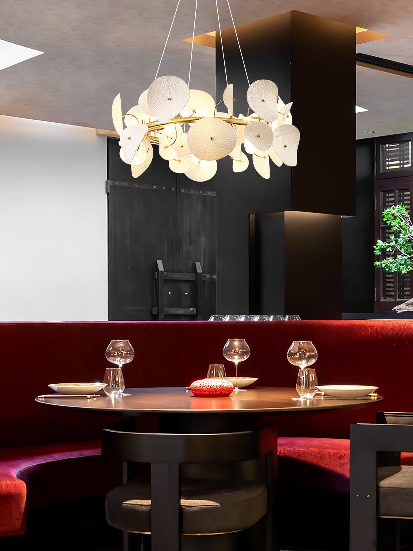 Lotus Petal Chandelier - Elegant Design with Adjustable Lighting & Cry