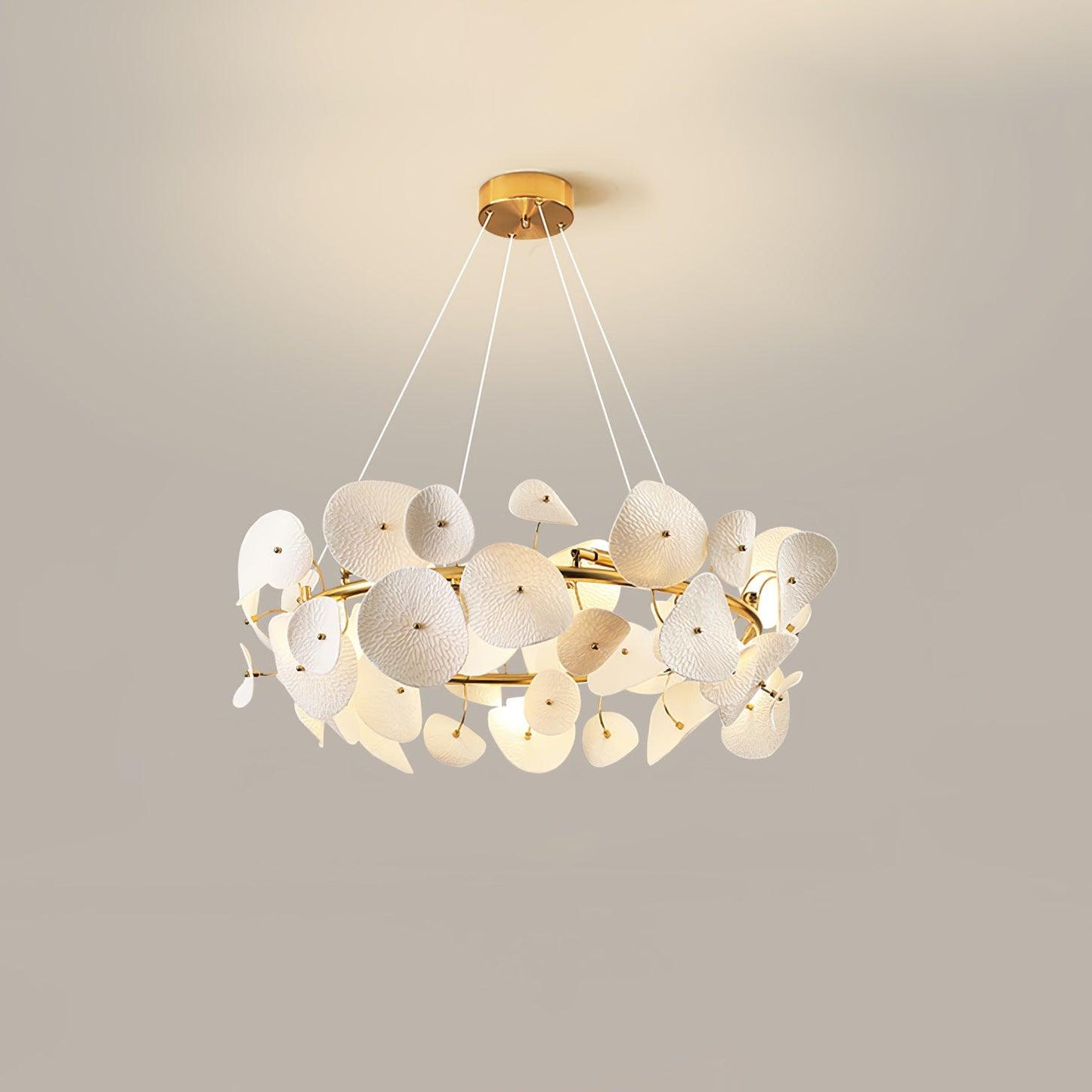 Lotus Petal Chandelier - Elegant Design with Adjustable Lighting & Cry