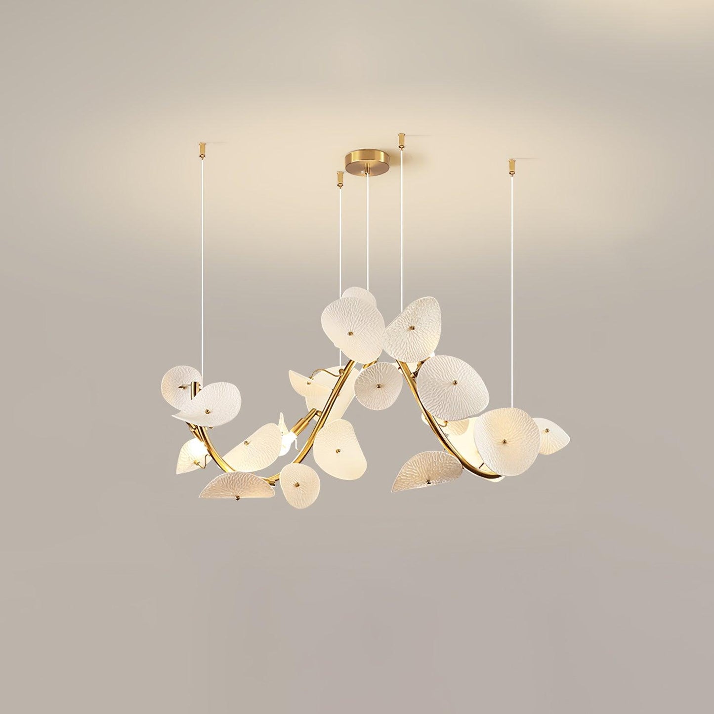 Lotus Petal Chandelier - Elegant Design with Adjustable Lighting & Cry