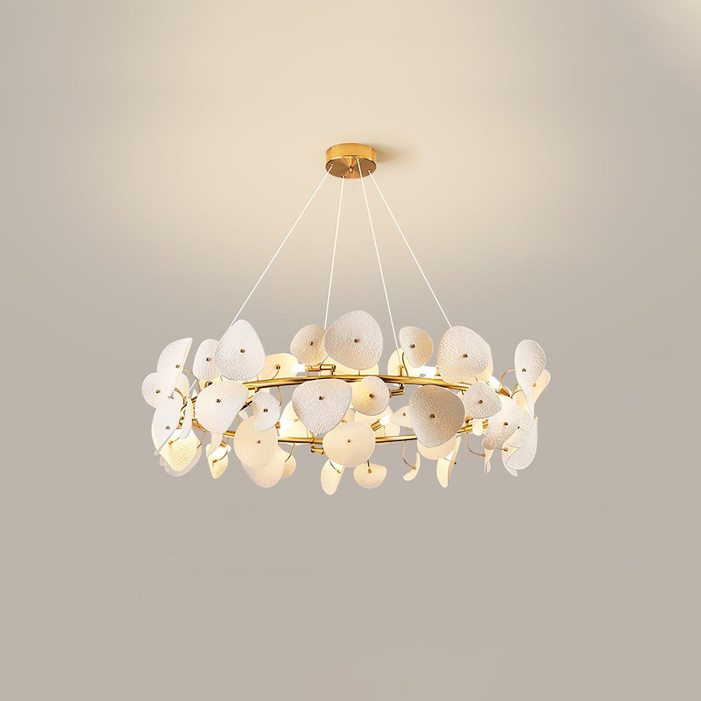 Lotus Petal Chandelier - Elegant Design with Adjustable Lighting & Cry