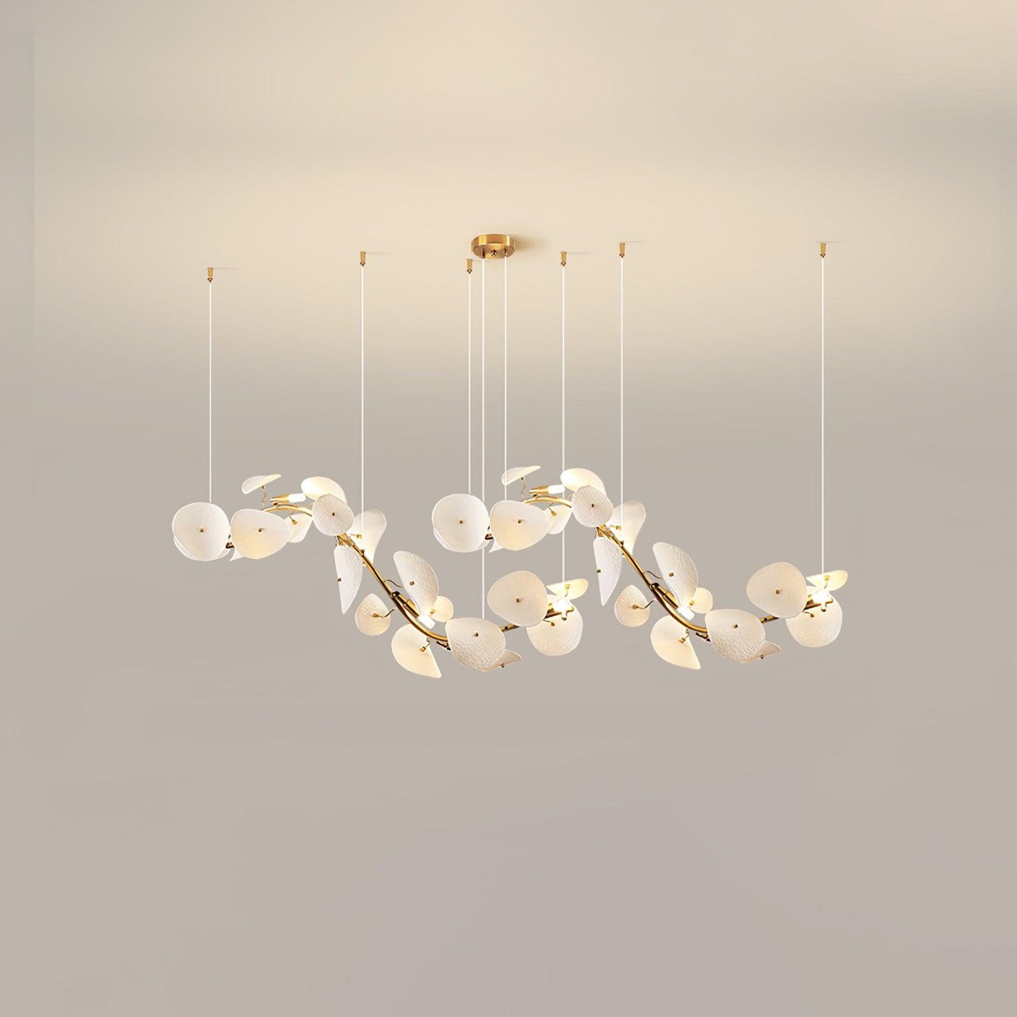 Lotus Petal Chandelier - Elegant Design with Adjustable Lighting & Cry