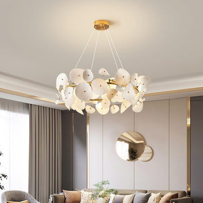 Lotus Petal Chandelier - Elegant Design with Adjustable Lighting & Cry