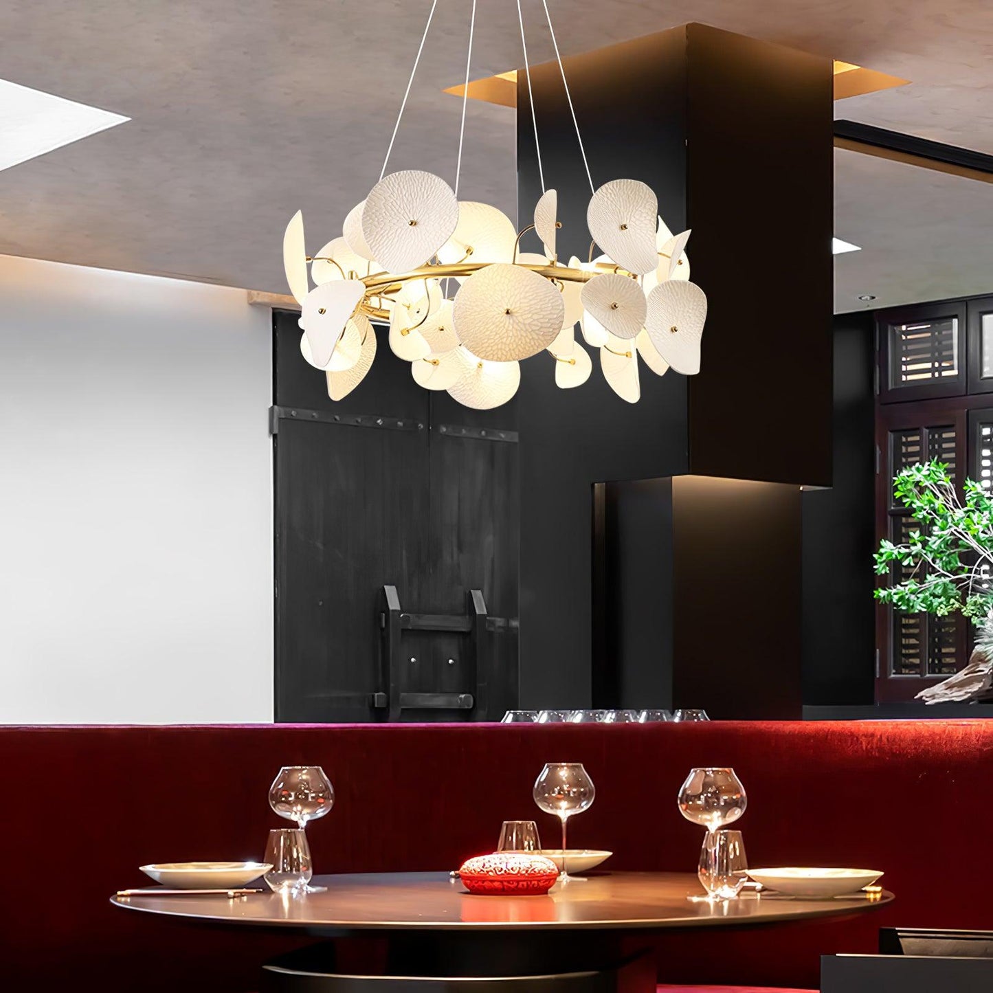 Lotus Petal Chandelier - Elegant Design with Adjustable Lighting & Cry