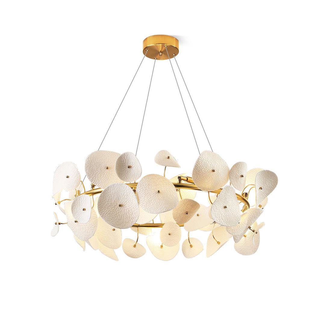 Lotus Petal Chandelier - Elegant Design with Adjustable Lighting & Cry