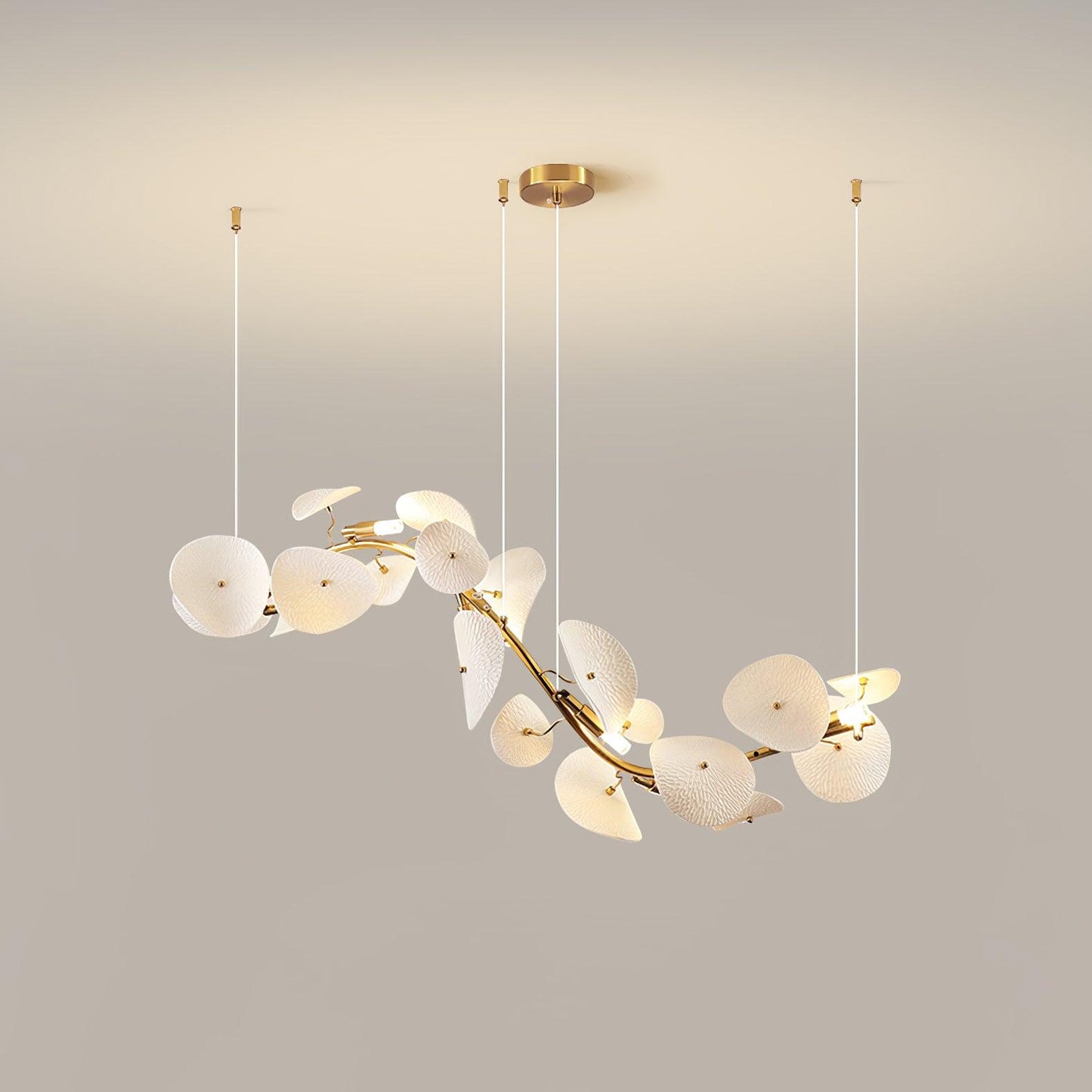 Lotus Petal Chandelier - Elegant Design with Adjustable Lighting & Cry