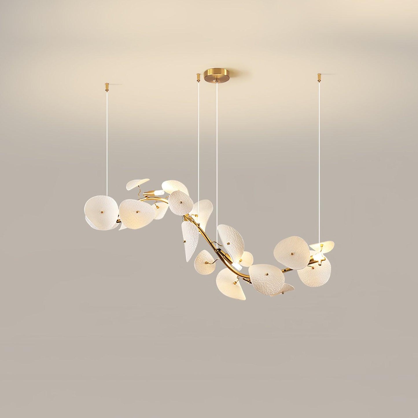 Lotus Petal Chandelier - Elegant Design with Adjustable Lighting & Cry