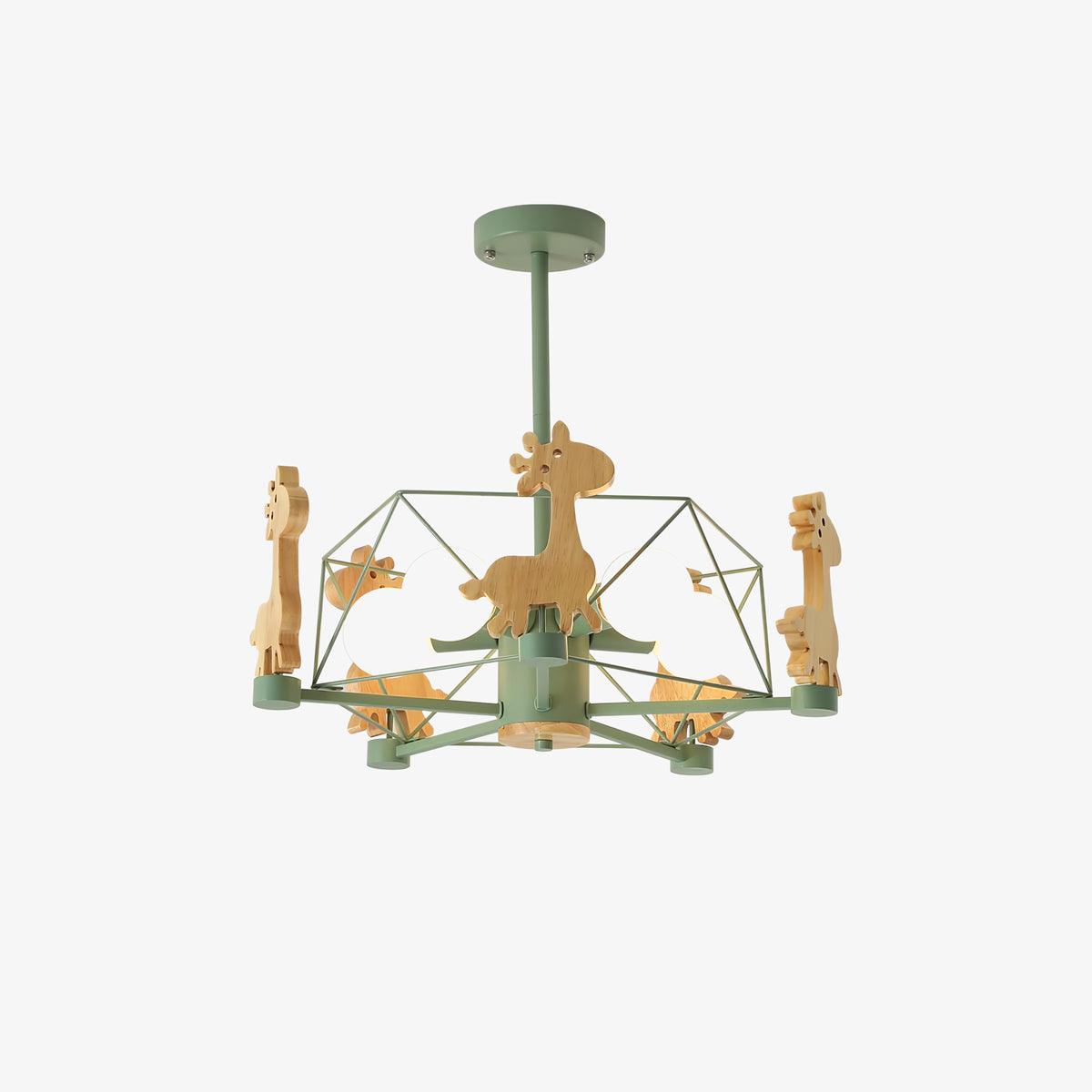 Elegant Wooden Deer Chandelier - Adjustable Height, Eco-Friendly Desig