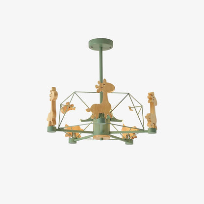 Elegant Wooden Deer Chandelier - Adjustable Height, Eco-Friendly Desig