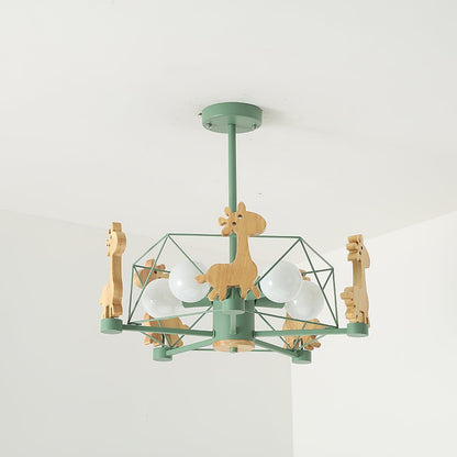 Elegant Wooden Deer Chandelier - Adjustable Height, Eco-Friendly Desig